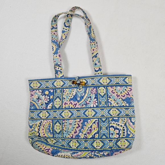 Vera Bradley Handbags - Vera Bradley Mediterranean Blue Quilted Cotton Tote Bag Paisley Toggle Closure
